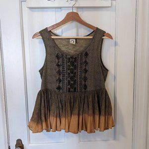 Anthropologie Akemi + Kin Sequined Scoop Neck Babydoll Peplum Tank Top
